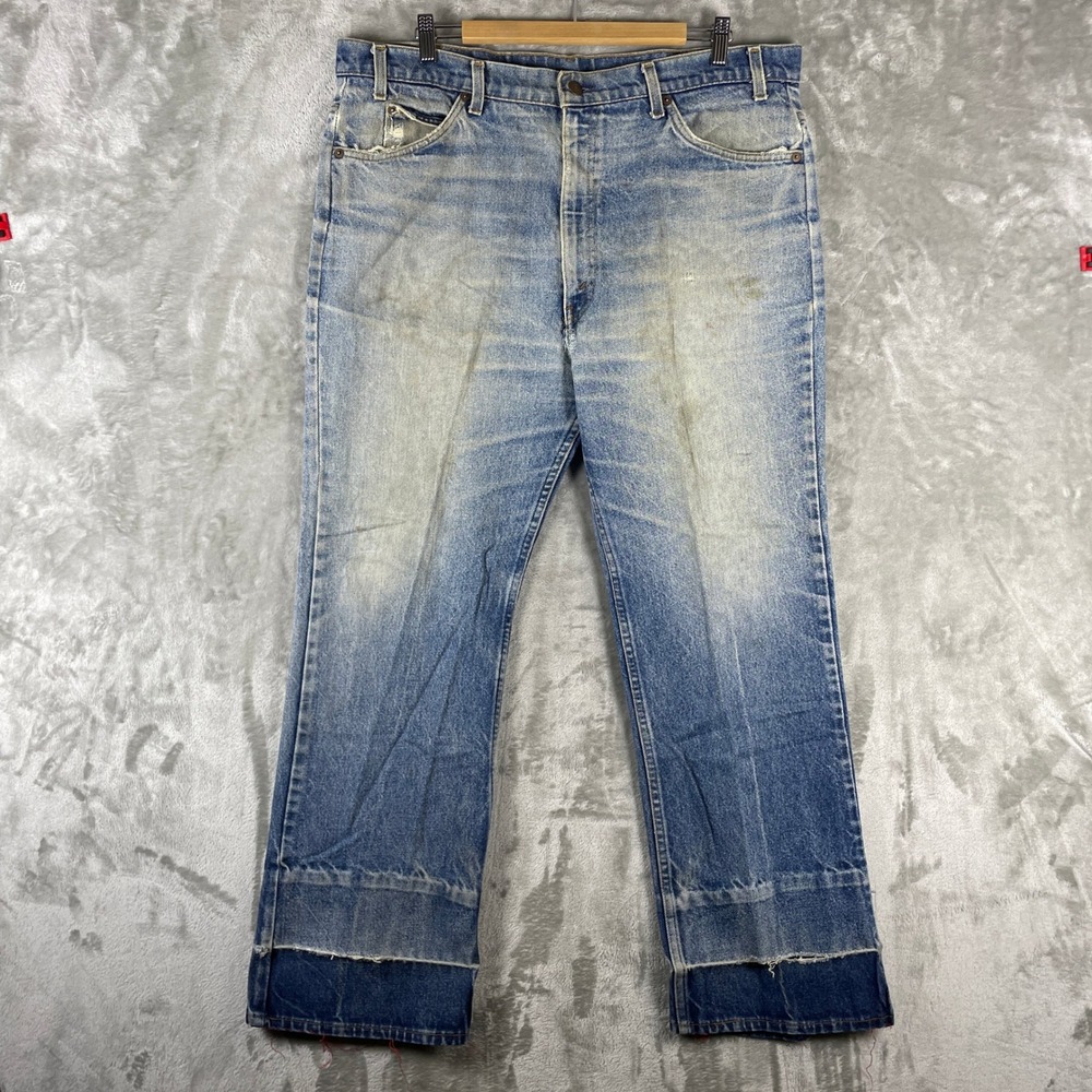 Vintage Levis 517 Jeans Mens 40x30 Blue Orange Tab Distressed Bootcut USA Made
